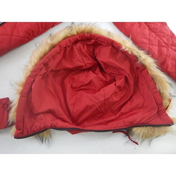 Aoysky SB-057 - Women Winter Snowsuit w/ Fur Collar and Belt, Burgundy, XL - Picture 3 of 6